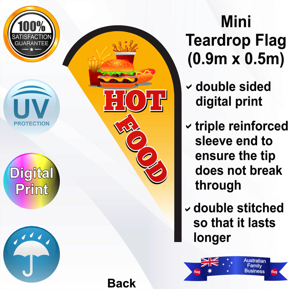 HOT FOOD Teardrop Flag - Rear