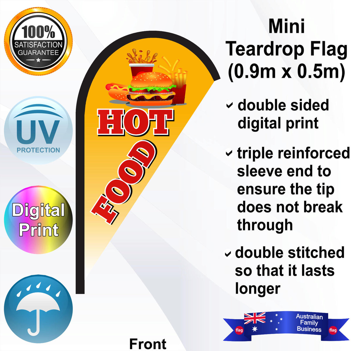 HOT FOOD Teardrop Flag - Front