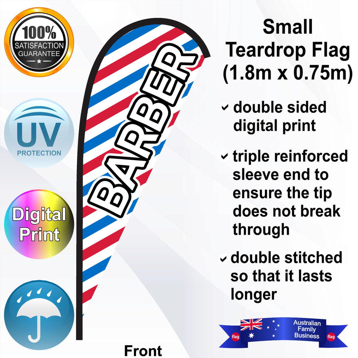BARBER Teardrop Flag - Front