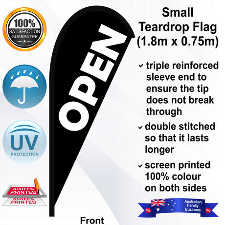OPEN Teardrop Flag - Front