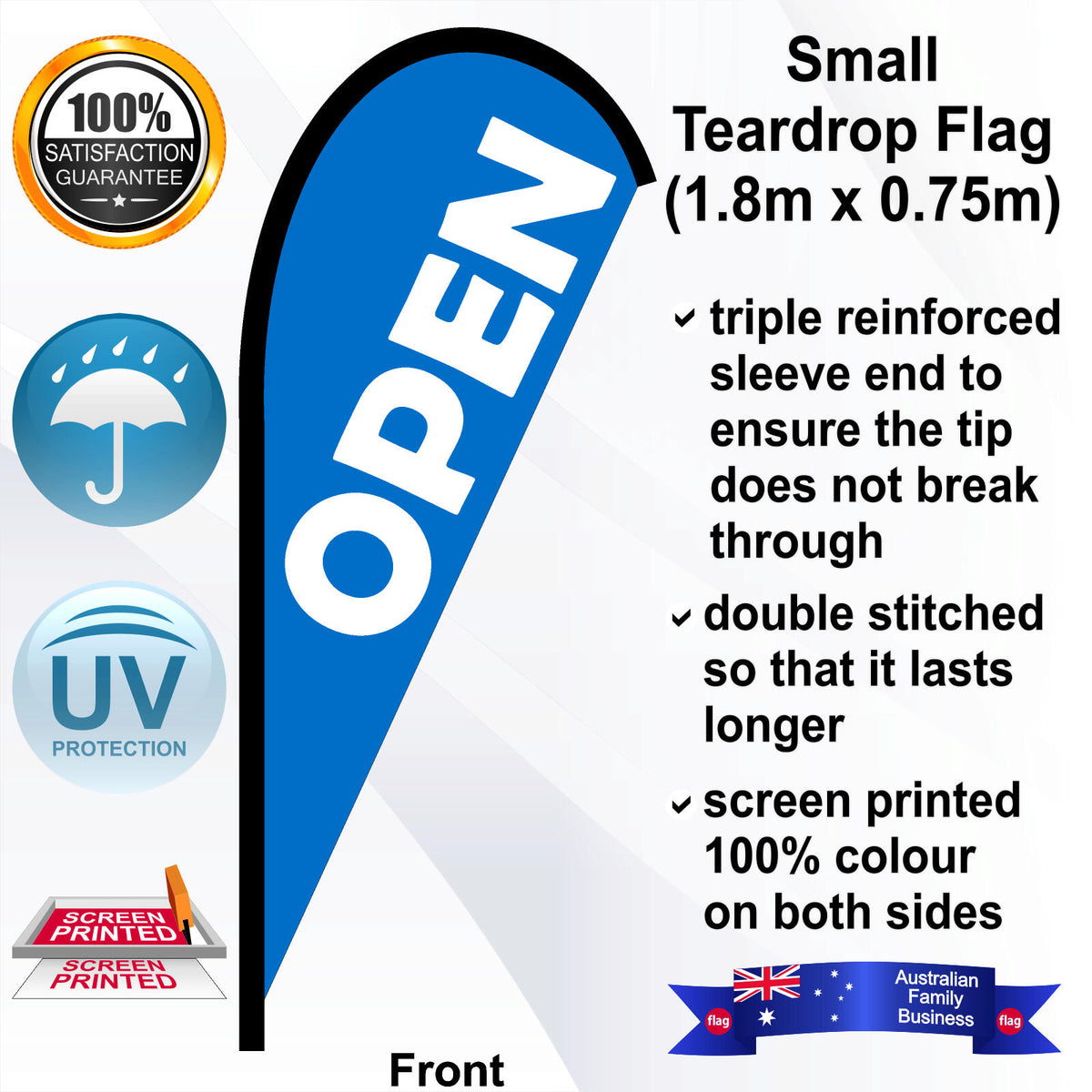 OPEN Teardrop Flag - Front