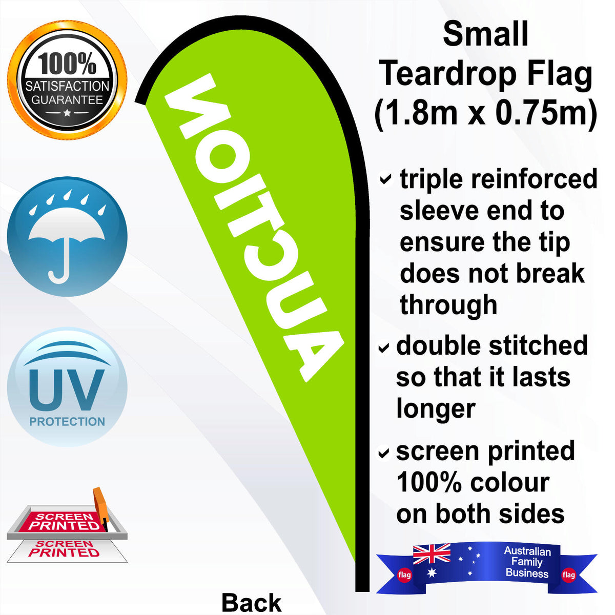AUCTION Teardrop Flag - Rear