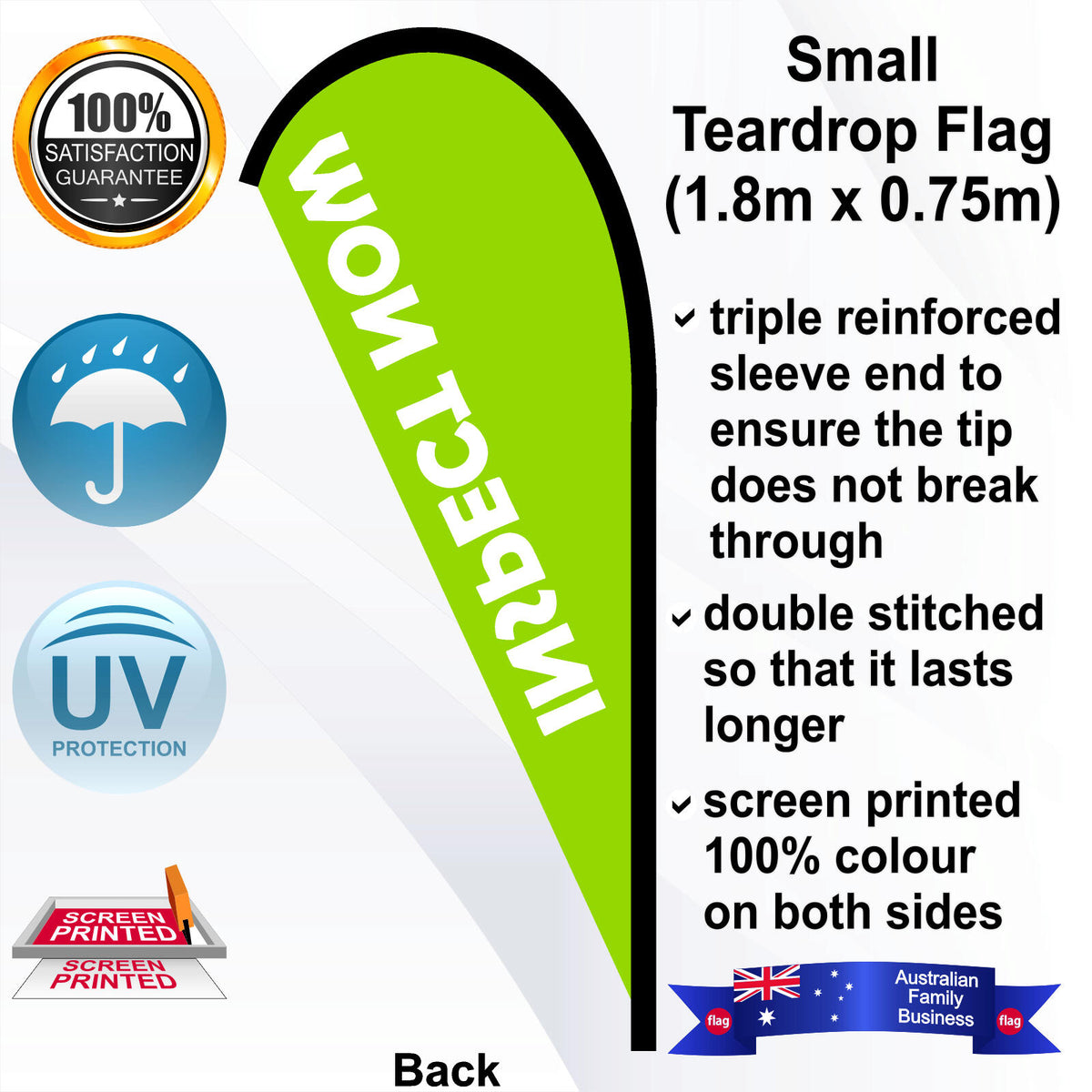 INSPECT NOW Teardrop Flag - Rear
