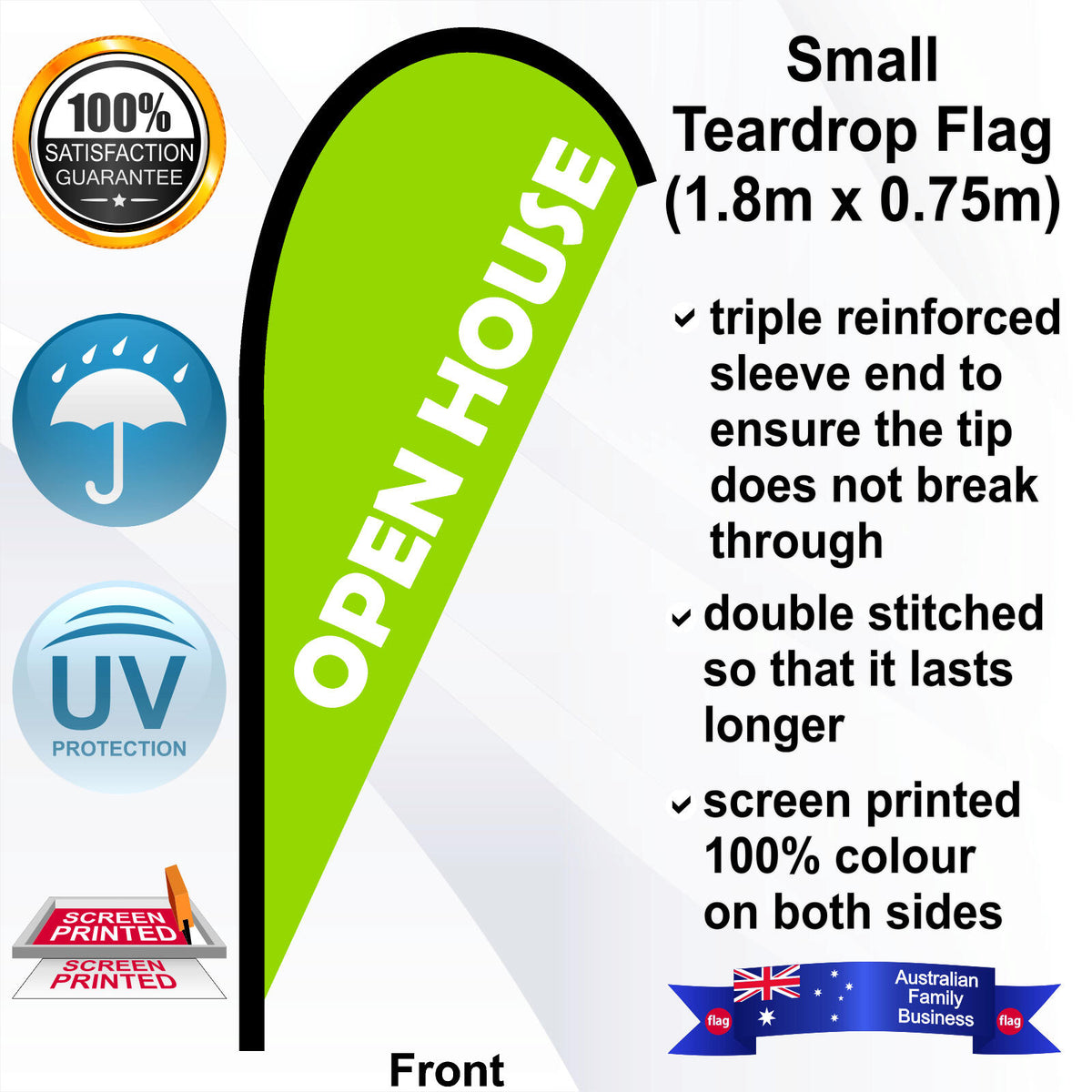 OPEN HOUSE Teardrop Flag - Front