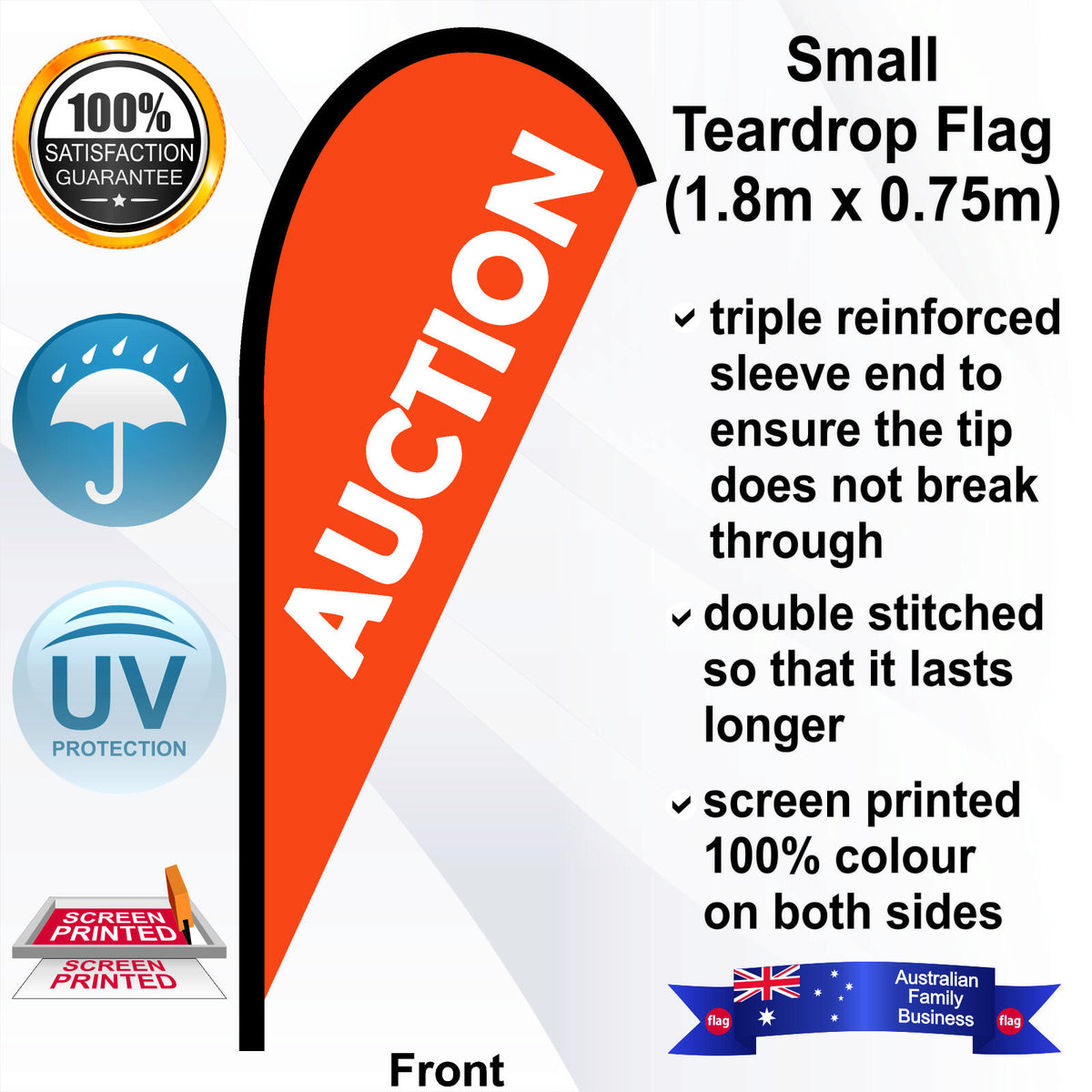 AUCTION Teardrop Flag - Front