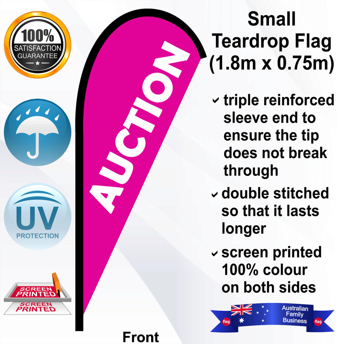 AUCTION Teardrop Flag - Front