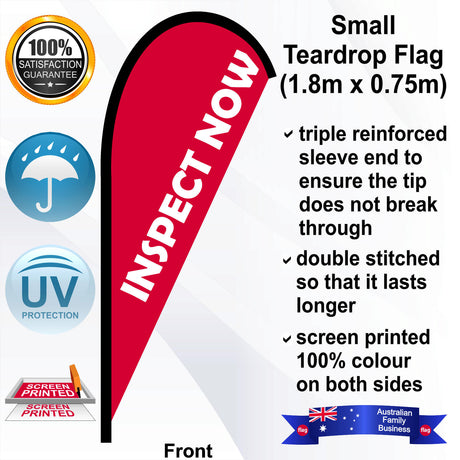 INSPECT NOW Teardrop Flag - Front