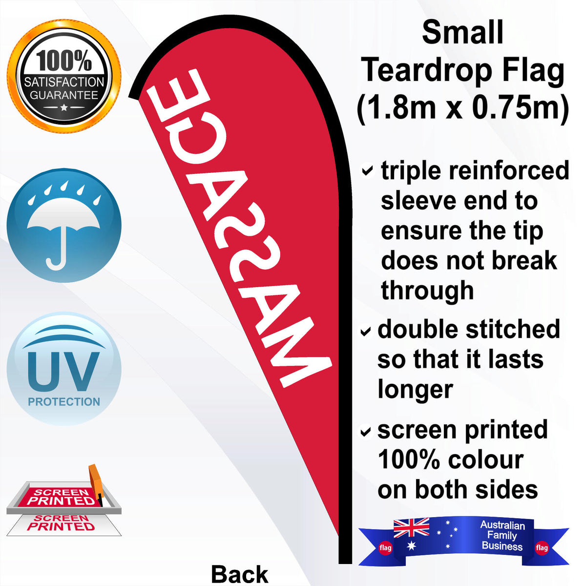 MASSAGE Teardrop Flag - Rear