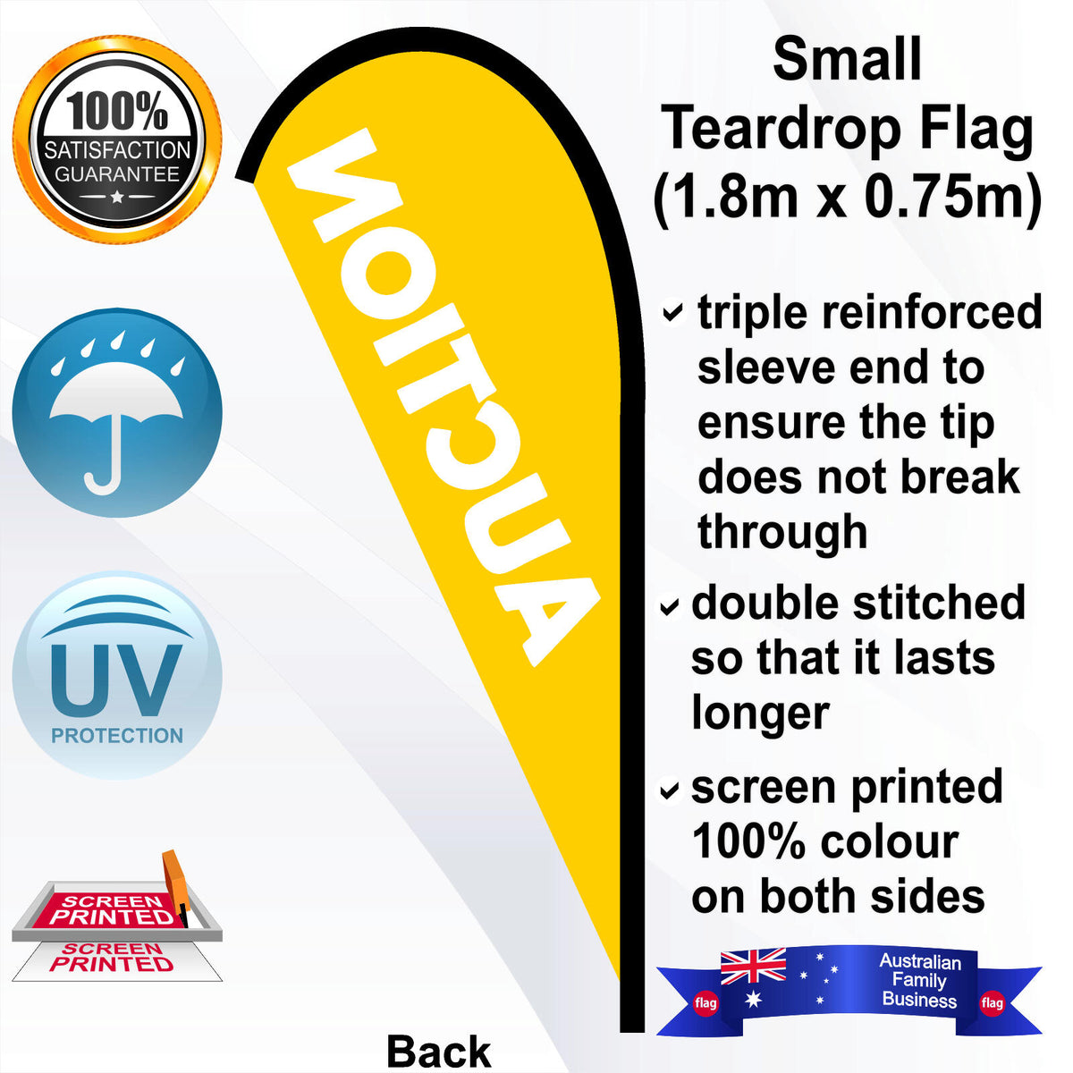 AUCTION Teardrop Flag - Rear