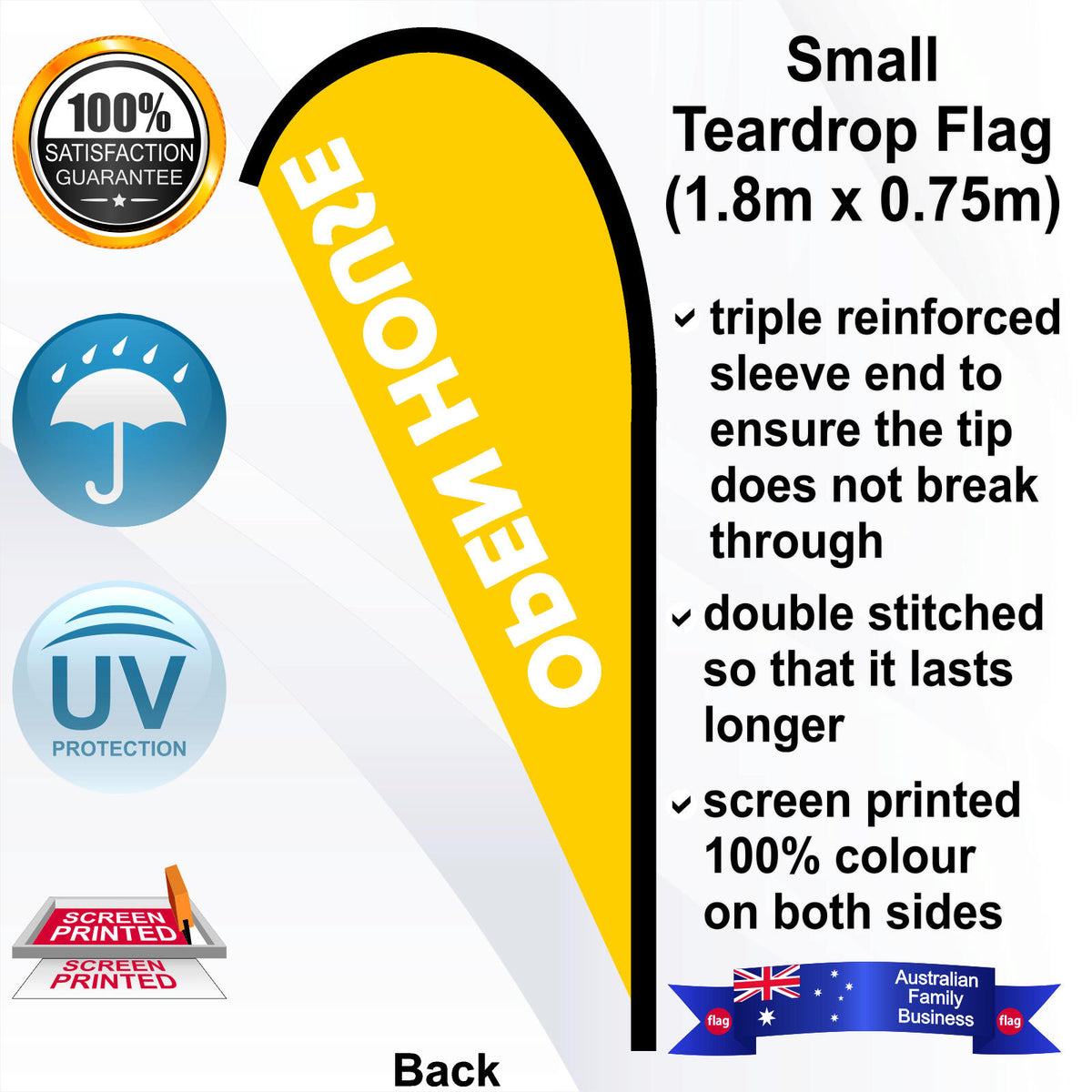 OPEN HOUSE Teardrop Flag - Rear