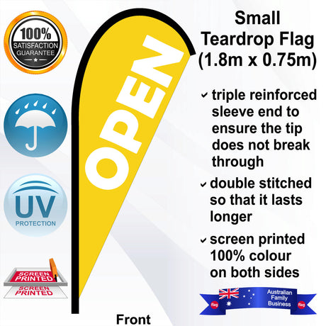 OPEN Teardrop Flag - Front