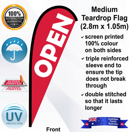 OPEN Teardrop Flag - Front