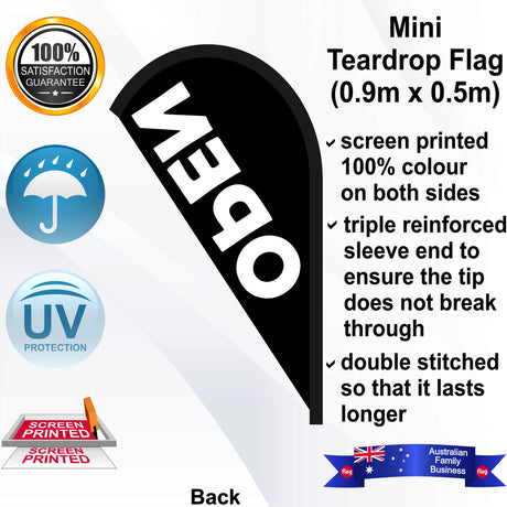 OPEN Teardrop Flag - Rear