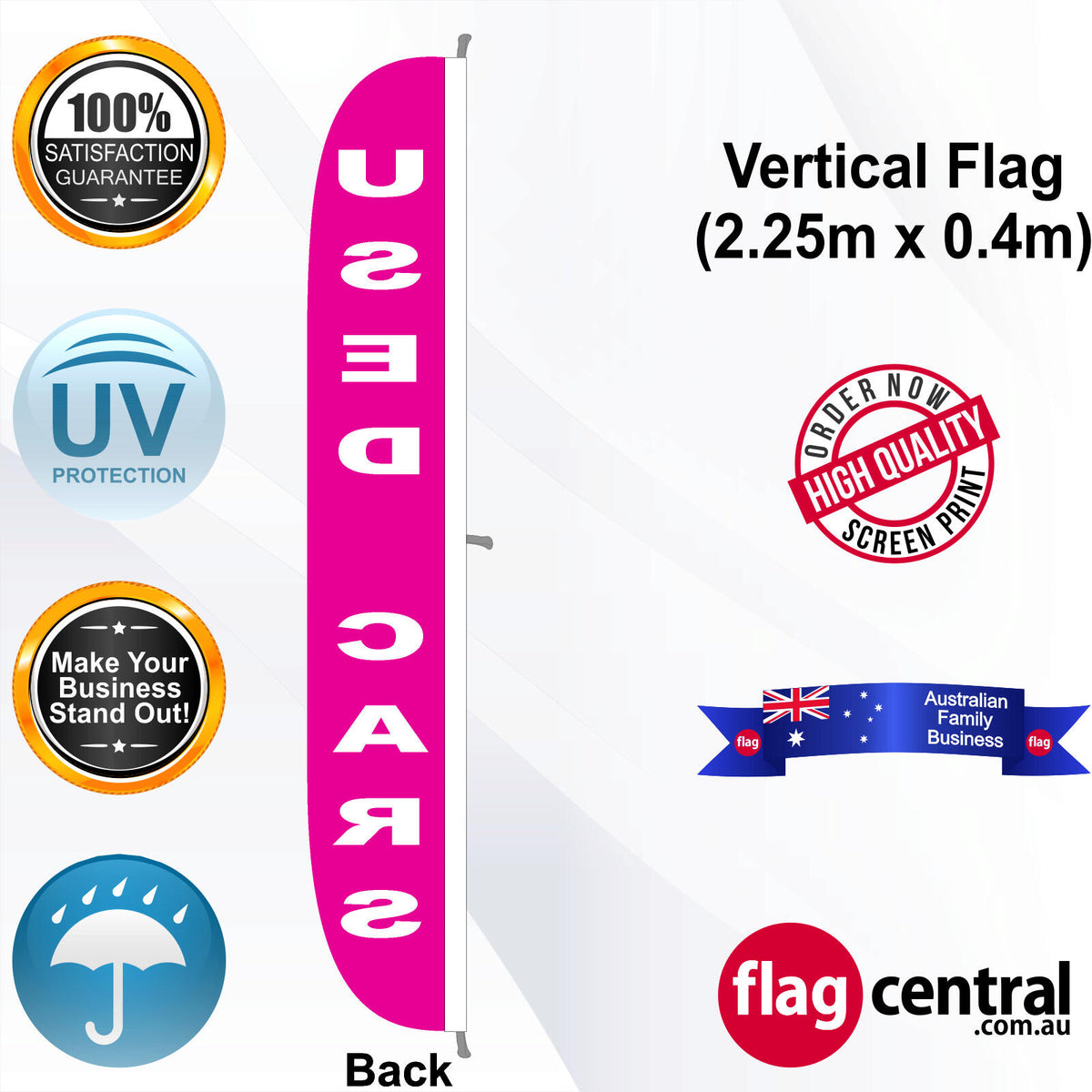 USED CARS Vertical Flag - Rear