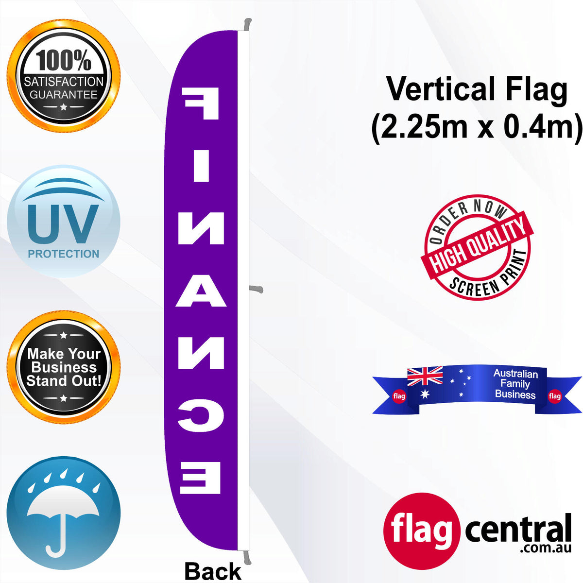 FINANCE Vertical Flag - Rear