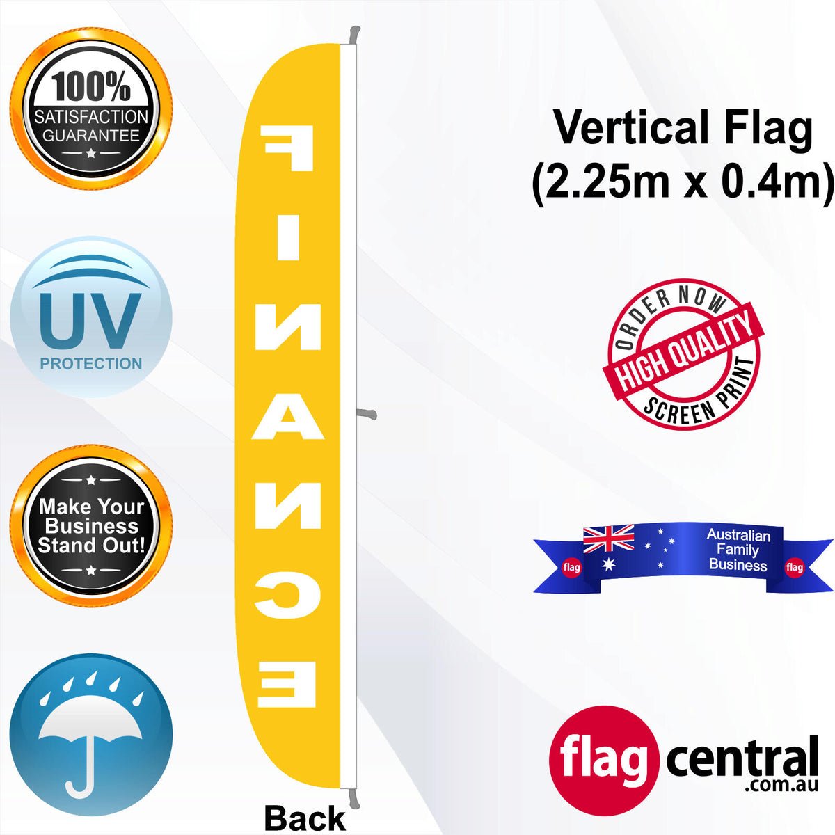 FINANCE Vertical Flag - Rear