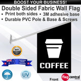 COFFEE with a TAKEAWAY CUP Wall Flag - Front