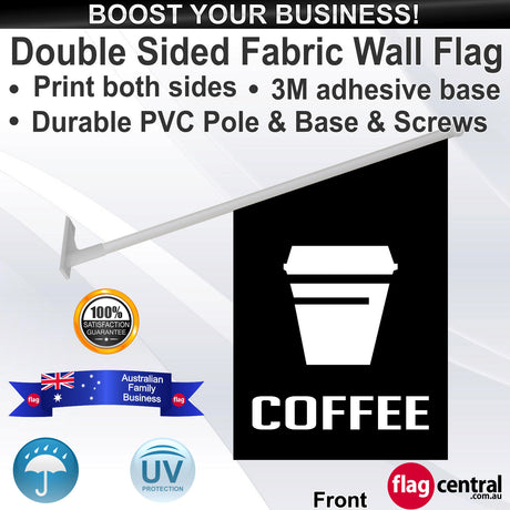 COFFEE with a TAKEAWAY CUP Wall Flag - Front