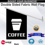 COFFEE with a TAKEAWAY CUP Wall Flag - Rear