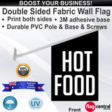 HOT FOOD Black and White Deluxe Fabric Wall Flag