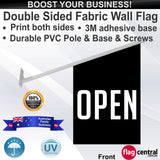 OPEN Black Deluxe Fabric Wall Flag - Front