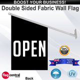 OPEN Black Deluxe Fabric Wall Flag - Rear