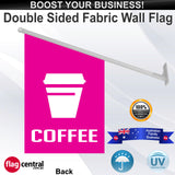 COFFEE with a TAKEAWAY CUP Wall Flag - Rear