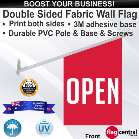 OPEN Red Deluxe Fabric Wall Flag